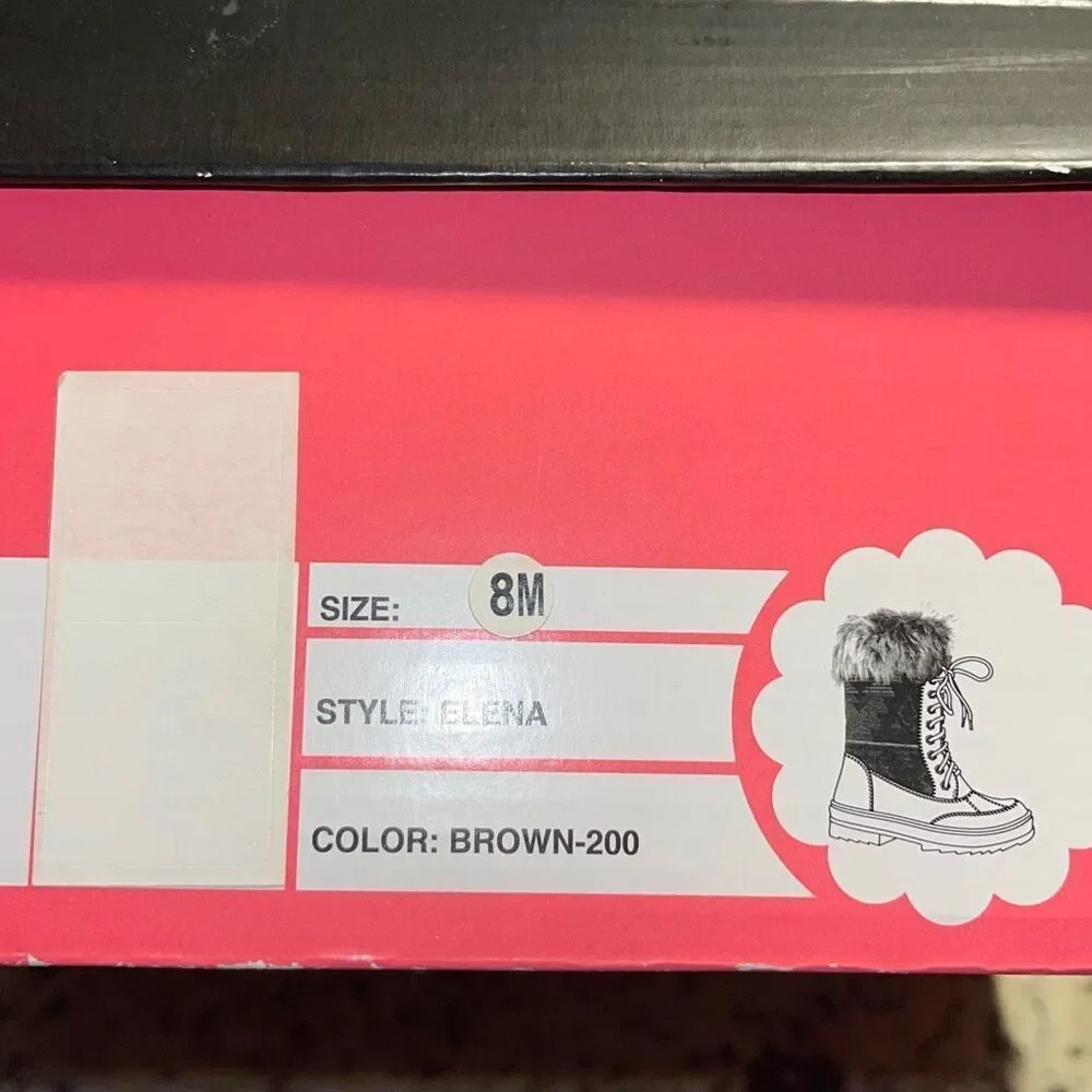 Celebrity Pink Elena Brown Faux Fur Winter Tribal‎ Boots 8M NWB